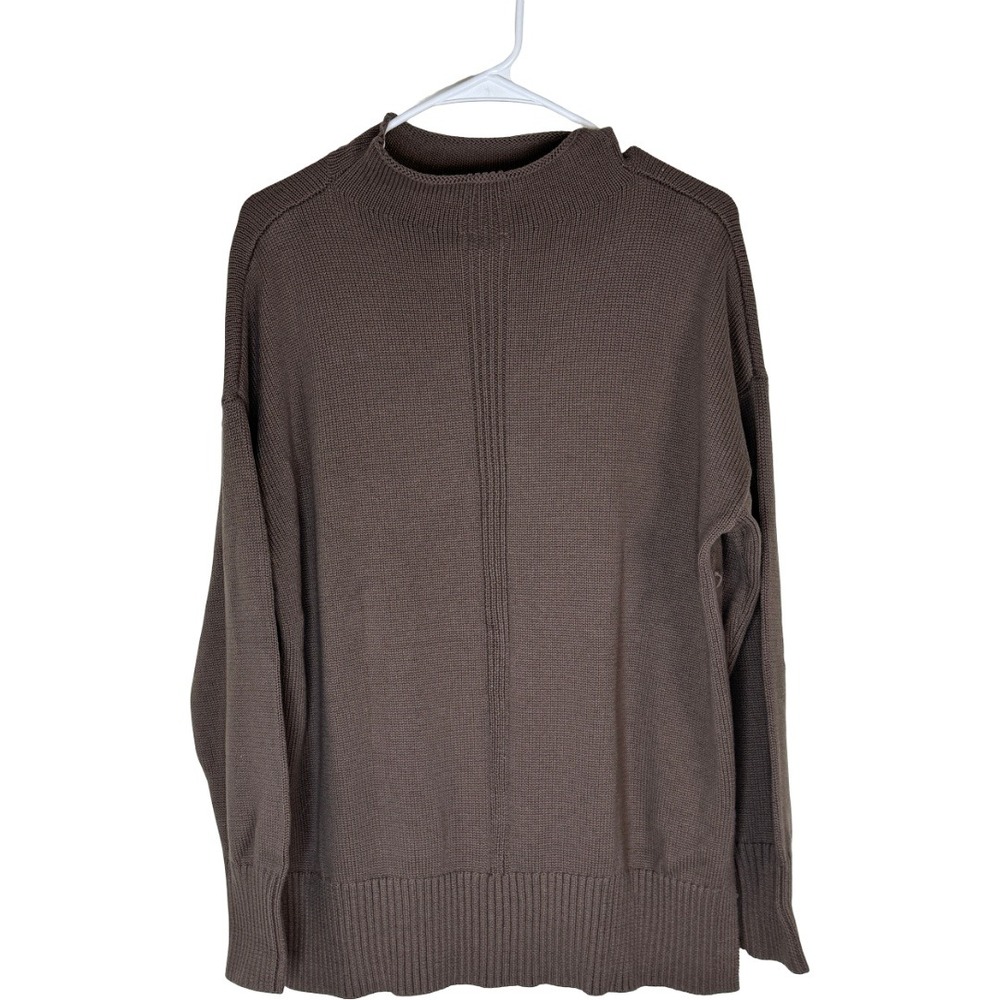LOGO Lori Goldstein Funnel Neck Sweater Womens Small Brown Cotton Hi-Low A708163